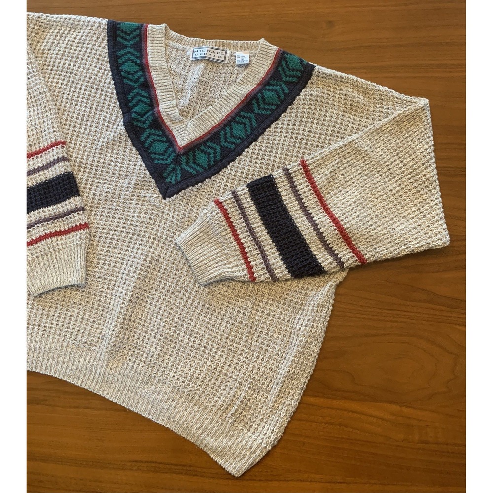 Vintage Michael Gerald Waffle Knit Sweater Mens XL Skater Grunge Chunky Boxy 90s
